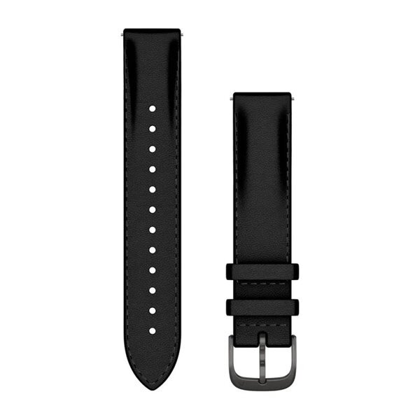 Шкіряний ремінець Garmin 18 мм для годинників Venu, Vívoactive, Forerunner чорний зі сланцевою фурнітурою від компанії Garmin - фото 1