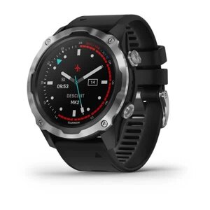 Смарт-годинник Garmin Descent Mk2 Stainless Steel з чорним ремінцем