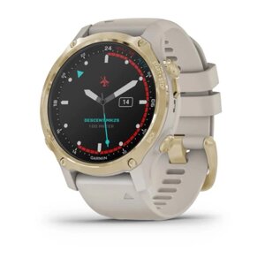 Смарт-годинник Garmin Descent Mk2S Light Gold зі світло-пісочним силіконовим ремінцем