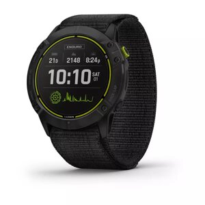 Смарт-годинник Garmin Enduro, титановий корпус сірий карбон з DLC покриттям, чорний нейлоновий ремінець UltraFit