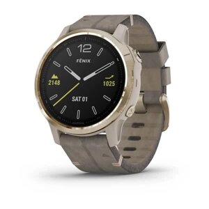 Смарт-годинник Garmin Fenix 6S Sapphire золотавий з сірим шкіряним ремінцем