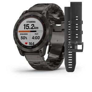 Смарт-годинник Garmin Fenix 7 Sapphire Solar титановий сірий DLC з сірим титановим DLC браслетом