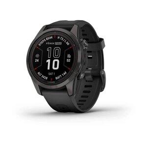 Смарт-годинник Garmin Fenix 7S Pro - Sapphire Solar Edition - темно-сірий титан DLC Carbon з чорним ремінцем