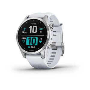 Смарт-годинник Garmin Fenix 7S сріблястий з білим ремінцем