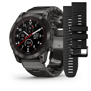 Смарт-годинник Garmin Fenix 7X Pro - Sapphire Solar Edition - темно-сірий титан DLC Carbon з титановим браслетом