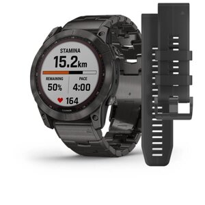 Смарт-годинник Garmin Fenix 7X Sapphire Solar титановий сірий карбон DLC з титановим ремінцем