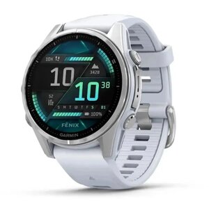 Смарт-годинник Garmin Fenix 8 – 43 мм, AMOLED, сріблястий із силіконовим ремінцем кольору білий камінь