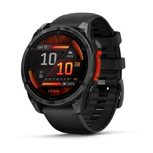 Смарт-годинник Garmin Fenix 8 – 47 мм, AMOLED, сланцево-сірий з чорним силіконовим ремінцем