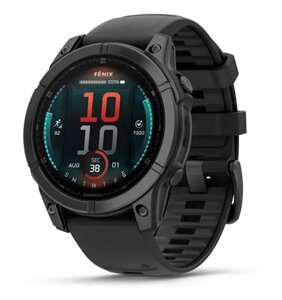 Смарт-годинник Garmin Fenix E – 47 мм, AMOLED, сланцево-сірий сталевий корпус з чорним силіконовим ремінцем