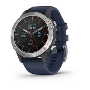 Смарт-годинник Garmin Quatix 6 сірий з темно-синім ремінцем