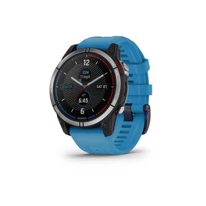 Смарт-годинник Garmin Quatix 7 з блакитним силіконовим ремінцем