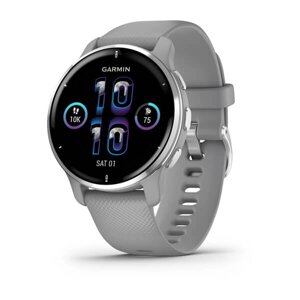 Смарт-годинник Garmin Venu 2 Plus сріблястий з сірим силіконовим ремінцем