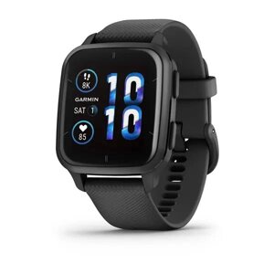 Смарт-годинник Garmin Venu Sq 2 Music Edition чорний з грифельним безелем