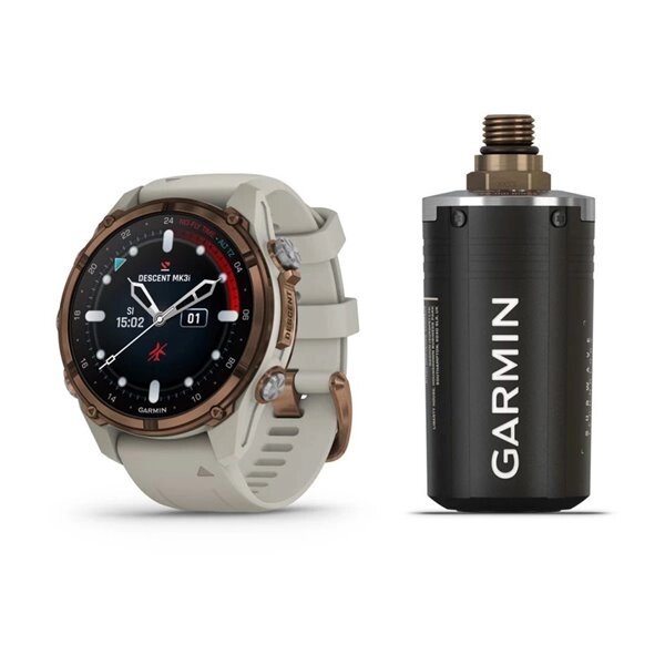 Смарт-годинник Garmin Descent Mk3i - 43 мм, бронзовий титан PVD, ремінець сірого кольору + трансивер Descent T2 від компанії Garmin - фото 1