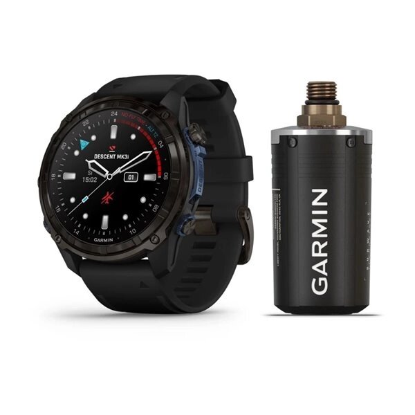 Смарт-годинник Garmin Descent Mk3i - 51 мм, титан Carbon Grey DLC з чорним силіконовим ремінцем + трансивер Descent T2 від компанії Garmin - фото 1