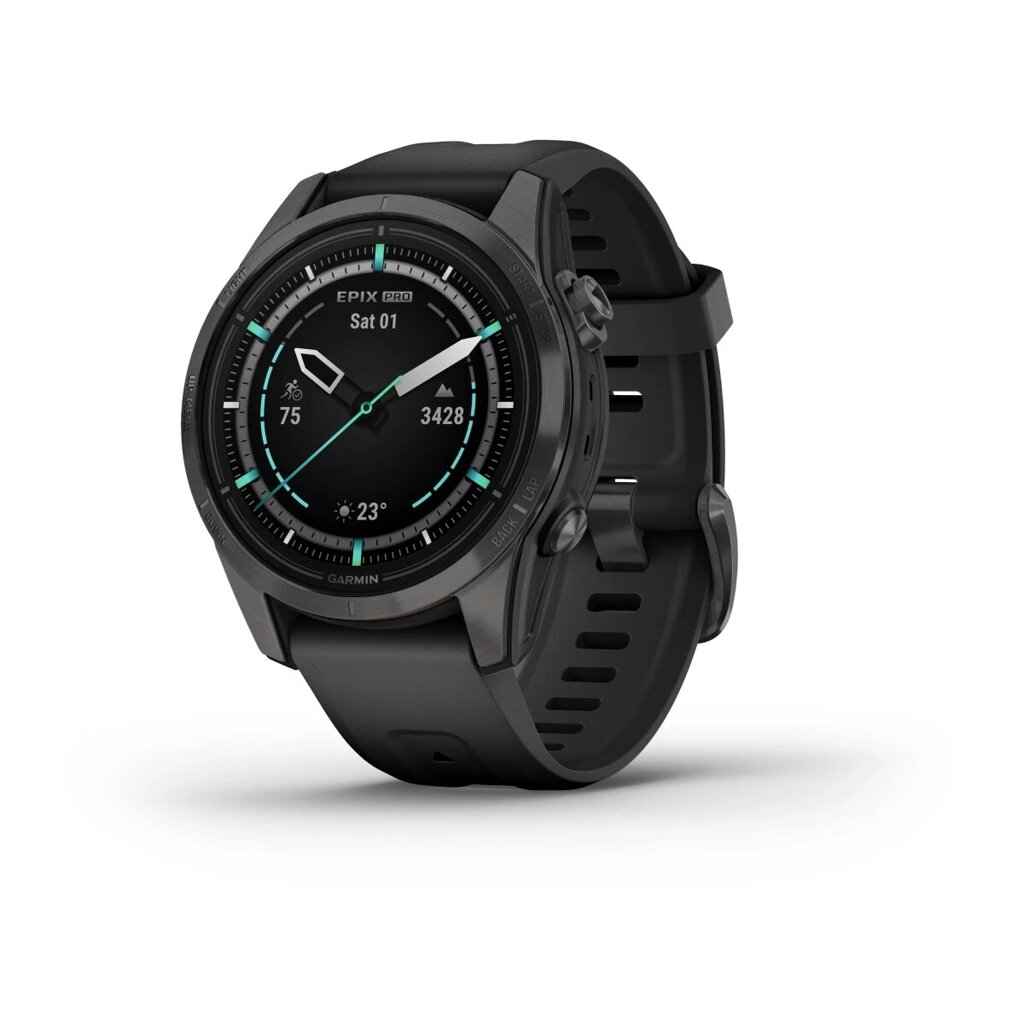 Смарт-годинник Garmin Epix Pro (Gen 2) - Sapphire Edition 42 mm - темно-сірий титан DLC Carbon з чорним ремінцем від компанії Garmin - фото 1