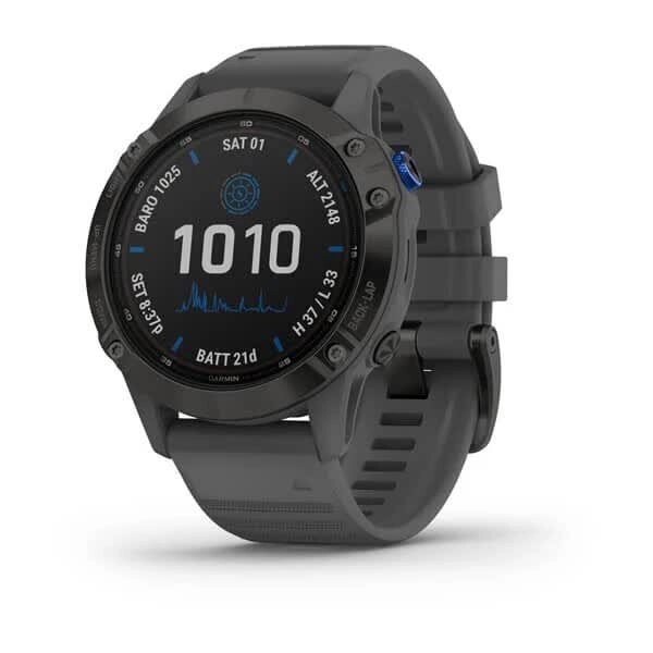 Смарт-годинник Garmin Fenix 6 Pro Solar чорний з сірим ремінцем від компанії Garmin - фото 1