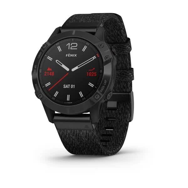 Смарт-годинник Garmin Fenix 6 Sapphire, чорне покриття DLC, з чорним плетеним ремінцем від компанії Garmin - фото 1