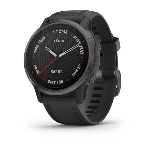Смарт-годинник Garmin Fenix 6S Sapphire сірий з DLC-покриттям і з чорним ремінцем від компанії Garmin - фото 1