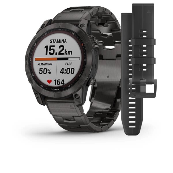 Смарт-годинник Garmin Fenix 7 Sapphire Solar титановий сірий DLC з сірим титановим DLC браслетом від компанії Garmin - фото 1