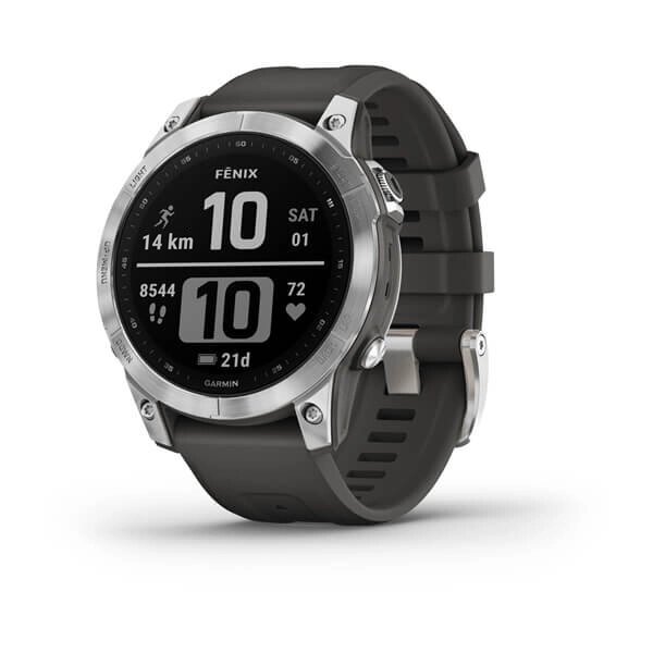 Смарт-годинник Garmin Fenix 7 сріблястий з ремінцем сірий графіт від компанії Garmin - фото 1