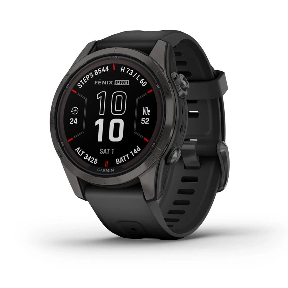 Смарт-годинник Garmin Fenix 7S Pro - Sapphire Solar Edition - темно-сірий титан DLC Carbon з чорним ремінцем від компанії Garmin - фото 1