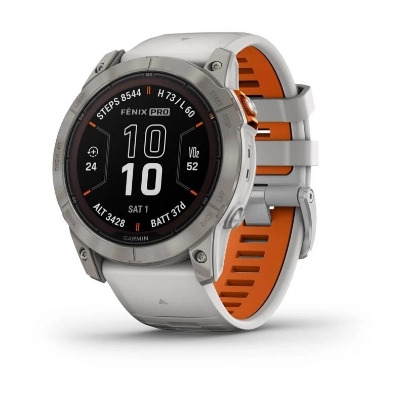 Смарт-годинник Garmin Fenix 7X Pro - Sapphire Solar Edition - титановий корпус з димчасто-сірим/помаранчевим ремінцем від компанії Garmin - фото 1