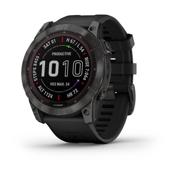 Смарт-годинник Garmin Fenix 7X Sapphire Solar титановий DLC сірий карбон з чорним ремінцем від компанії Garmin - фото 1