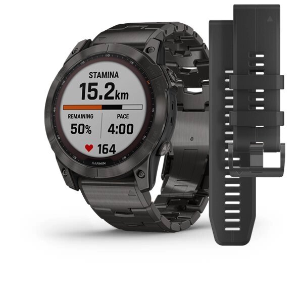 Смарт-годинник Garmin Fenix 7X Sapphire Solar титановий сірий карбон DLC з титановим ремінцем від компанії Garmin - фото 1