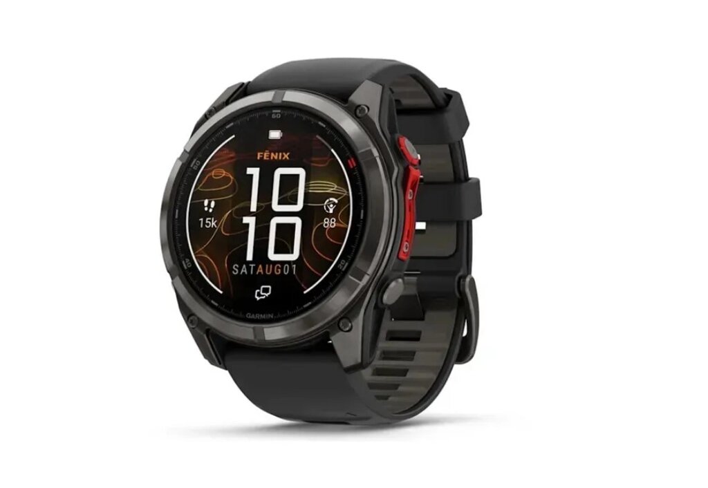 Смарт-годинник Garmin Fenix 8 Pro (51 mm) MicroLED Sapphire, титан Carbon Gray DLC із силіконовим чорно-сірим ремінцем від компанії Garmin - фото 1