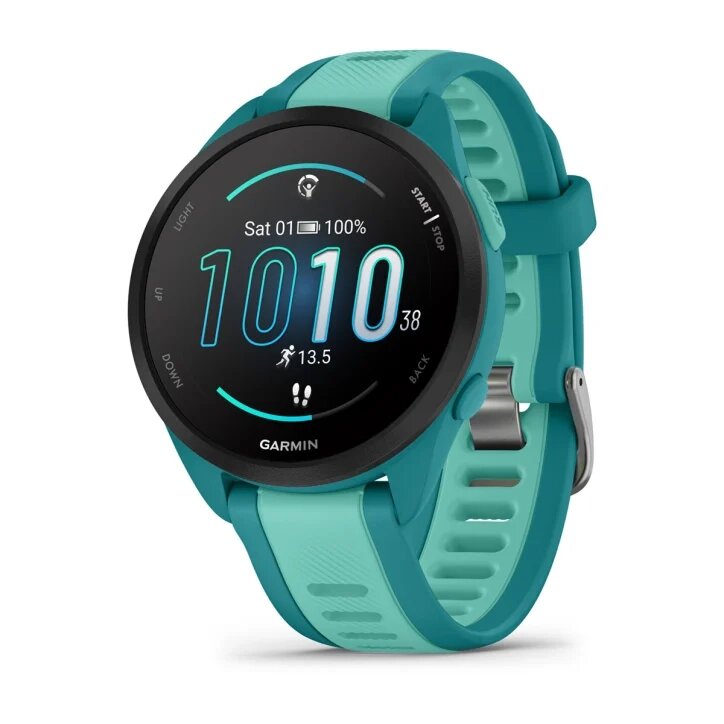 Смарт-годинник Garmin Forerunner 165 Music, силіконовий ремінець кольору бірюзовий/аква від компанії Garmin - фото 1