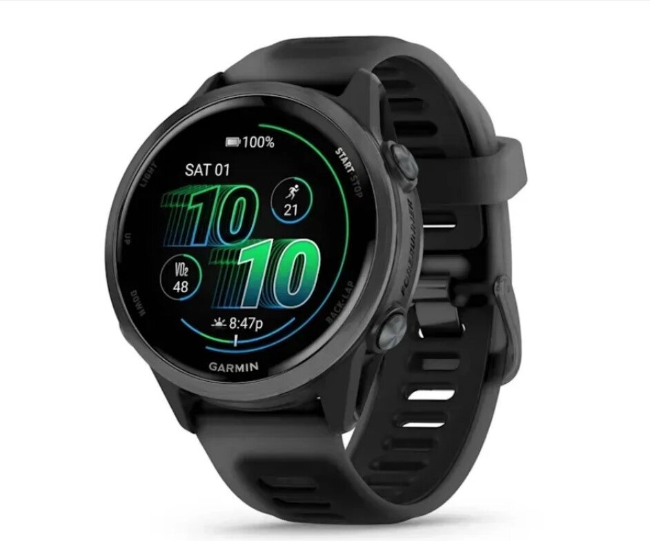 Смарт-годинник Garmin Forerunner 570 (42 мм), алюмінієвий безель сланцево-сірого кольору з чорним ремінцем від компанії Garmin - фото 1