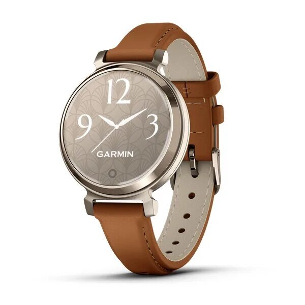 Смарт-годинник Garmin Lily 2 Classic кремово-золотистий, світло-коричневий шкіряний ремінець від компанії Garmin - фото 1