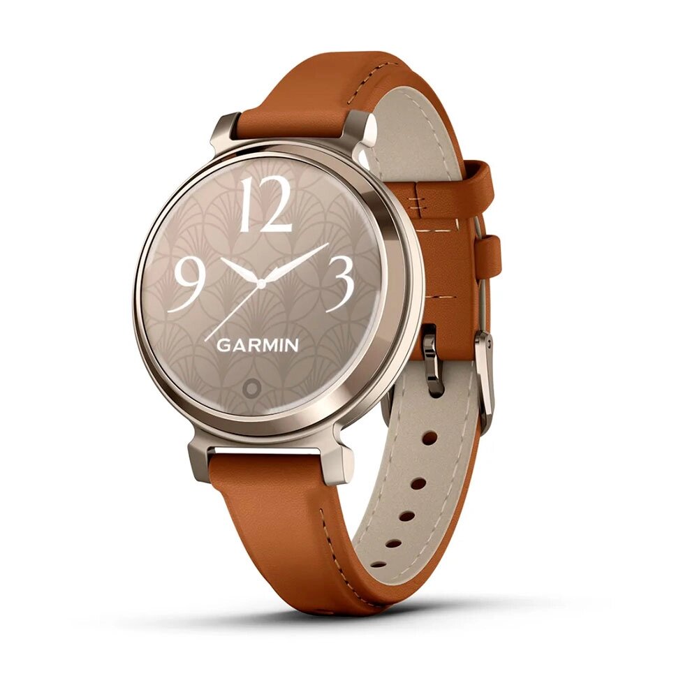 Смарт-годинник Garmin Lily 2 Classic кремово-золотистий, світло-коричневий шкіряний ремінець від компанії Garmin - фото 1