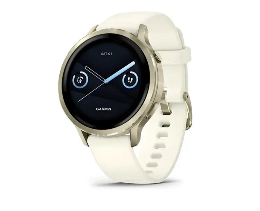 Смарт-годинник Garmin Venu 4 (41 мм) місячне золото із силіконовим ремінцем кольору слонової кістки від компанії Garmin - фото 1
