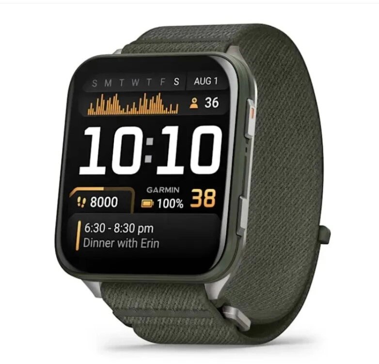 Смарт-годинник Garmin Venu X1 кольору моху з титановою задньою кришкою і зеленим нейлоновим ремінцем ComfortFit від компанії Garmin - фото 1