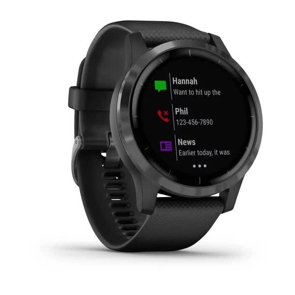 Смарт-годинник Garmin Vivoactive 4 сірі з чорним ремінцем