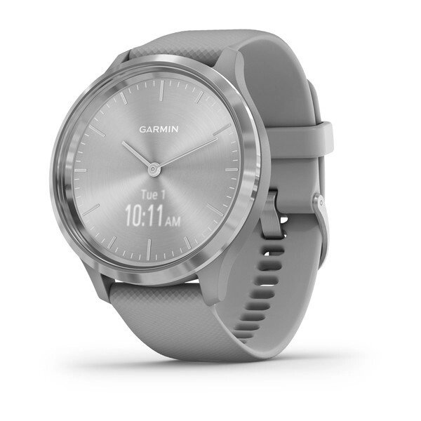 Смарт-годинник Garmin Vivomove 3 зі сріблястим сталевим безелем, сірим корпусом та ремінцем від компанії Garmin - фото 1