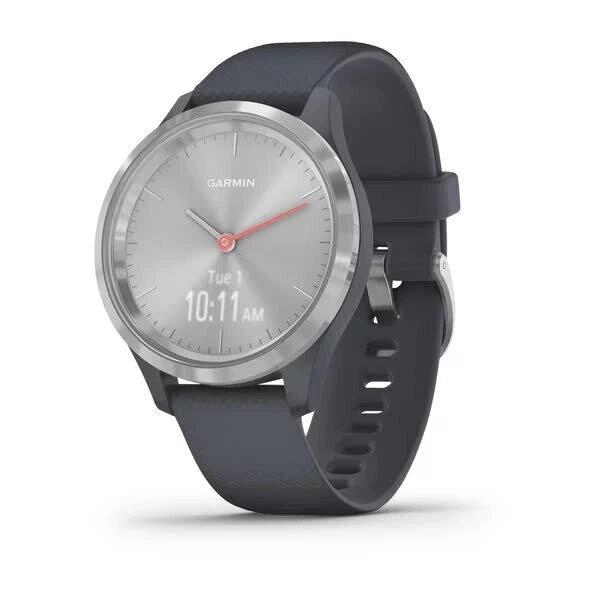 Смарт-годинник Garmin Vivomove 3S зі сталевим безелем сріблястого кольору, корпусом та ремінцем синій граніт від компанії Garmin - фото 1