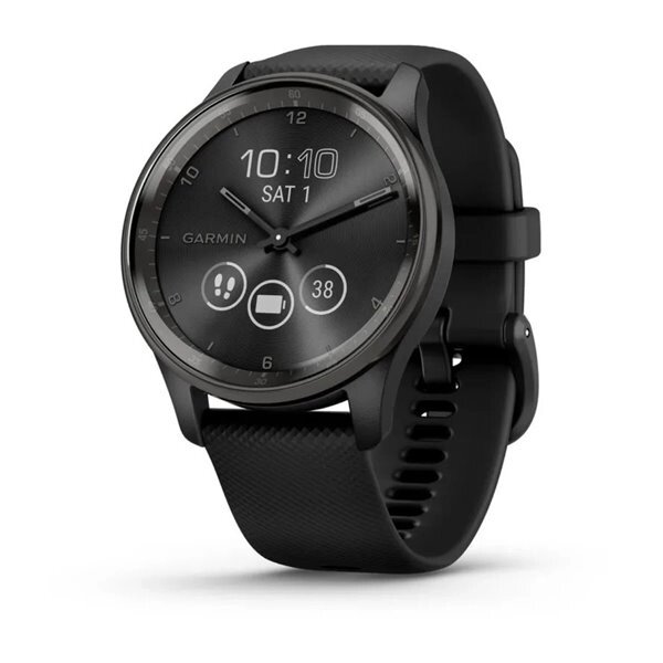 Смарт-годинник Garmin Vivomove Trend із грифельним сталевим безелем, чорними корпусом та ремінцем від компанії Garmin - фото 1