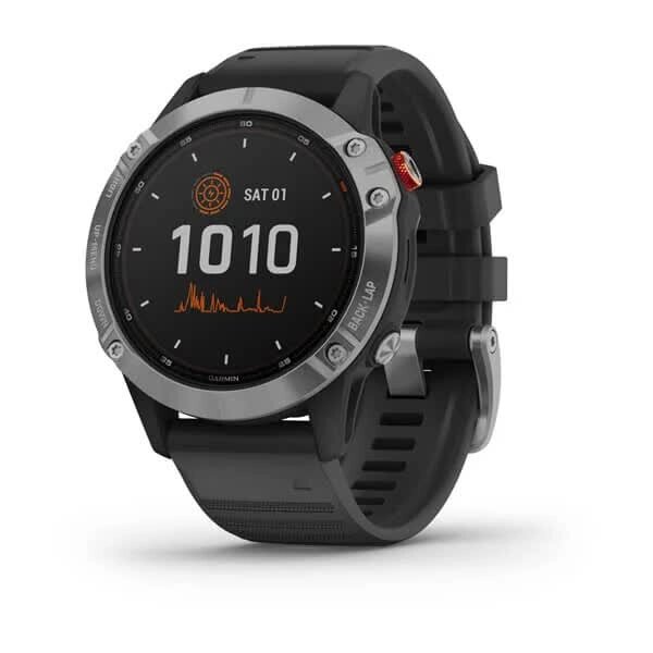 Спортивний годинник Garmin Fenix 6 Solar сріблястий з чорним ремінцем від компанії Garmin - фото 1