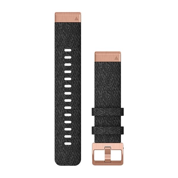 Тканинний ремінець Garmin 20 для годинників Fenix 6S, Fenix 5S Plus, Fenix 5S, чорний / рожеве золото від компанії Garmin - фото 1
