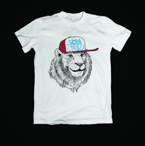 Футболка YOUstyle Cool lion, модний лев 1087 White XXXL