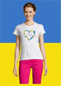 Футболка жіноча з принтом We Love Ukraine 0976