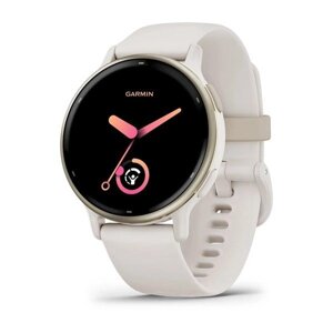 Смарт-годинник Garmin Vivoactive 5 – алюмінієвий золотавий безель, корпус кольору слонової кістки, ремінець із силікону