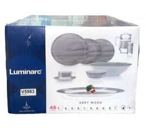 Столовий сервіз Luminarc Simply Grey Wood зі скла 46пр (V5983)