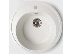 Біла кругла гранітна мийка 490 (49 4С) Valetti