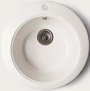 Гранітна мийка для кухні кругла біла 490 (49 2a) Valetti