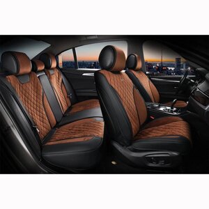 Чохли 3D з алькантари Elegant Torino на передні та задні сидіння автомобіля EL 700 125 коричневі