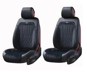 Чохли на передні сидіння автомобіля 3D екошкіра та алькантара Elegant Modena EL 700 236 чорного кольору